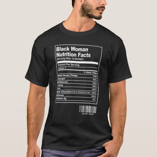 おもしろい黒人女性の栄養ファクト黒歴史モン Tシャツ (正面)
