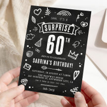 おもしろい黒板落書きサプライズ60歳の誕生日