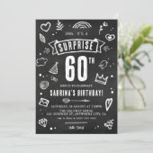 おもしろい黒板落書きサプライズ60歳の誕生日 招待状 (スタンド正面)