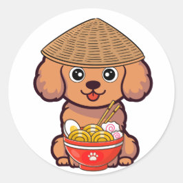 おもしろい黒犬は食べ物麺の一種 ラウンドシール