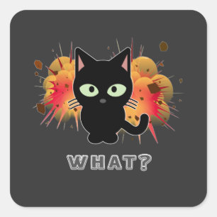 . .おもしろい黒猫とかわいい子猫好きがペットユーモア スクエアシール