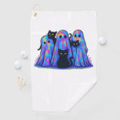 おもしろい黒猫と幽霊ハロウィーン必須T-Sh ゴルフタオル (インサイチュ)