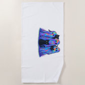 おもしろい黒猫と幽霊ハロウィーン必須T-Sh ビーチタオル (正面)