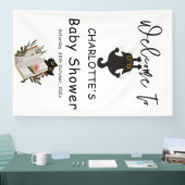 おもしろい黒猫と本のベイビーシャワー 横断幕 (トレードショー)