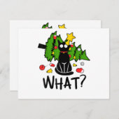 おもしろい黒猫のクリスマスツリー　メリーサンタ　ユーモア　C シーズンカード (正面/裏面)