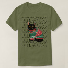 おもしろい黒猫のクリスマス Tシャツ