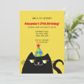 おもしろい黒猫の誕生日パーティー 招待状 (スタンド正面)