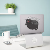 おもしろい黒猫を見て シール (デスク上のノートパソコン)