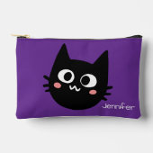 おもしろい黒猫カスタム紫 アクセサリーポーチ (正面)