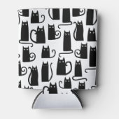 おもしろい黒猫パターン 缶クーラー (正面)