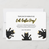 おもしろい黒猫誕生日サンキューカード 招待状 (正面)