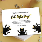 おもしろい黒猫誕生日サンキューカード 招待状