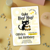 おもしろい黒猫1歳の誕生日パーティー 招待状