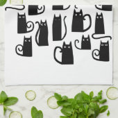 おもしろい黒猫 キッチンタオル (折り畳み)