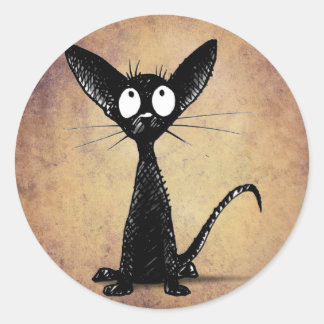 おもしろい黒猫 ラウンドシール