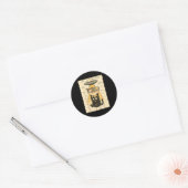 おもしろい黒猫UFOラーメンエイリアン誘拐グラフィック ラウンドシール (封筒)