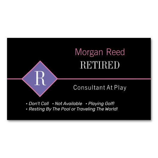 おもしろい黒退職したとピンク、DIY Gag マグネット名刺 (正面)