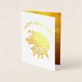 おもしろい3 漫画の豚 年 十二支 誕生日 ラグジュアリー 1C 箔カード (正面)