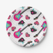 おもしろい10代のガールロックスターパーティー紙プレート ペーパープレート (正面)