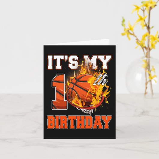 おもしろい10誕生日10歳のバスケットボール カード (黄色い花)