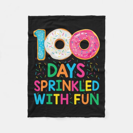 おもしろい100日におもしろいドーナツスクールを振教える フリースブランケット (正面)