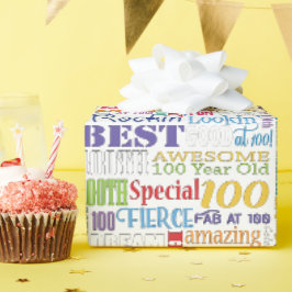 おもしろい100th誕生日パーティモノグラパーソナライズされたム ラッピングペーパー