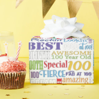 おもしろい100th誕生日パーティモノグラパーソナライズされたム ラッピングペーパー
