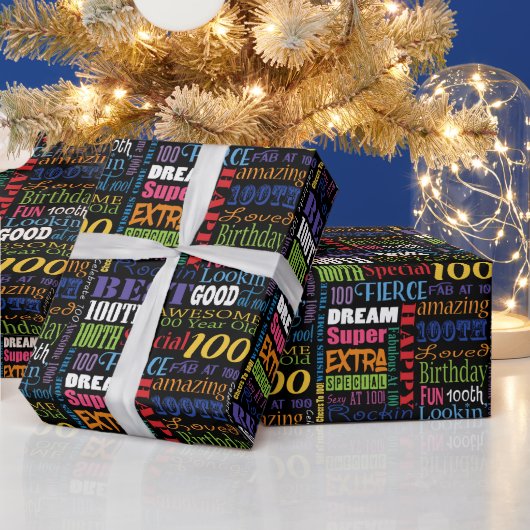 おもしろい100th誕生日パーティモノグラパーソナライズされたム ラッピングペーパー (クリスマス)