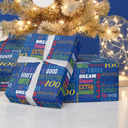 おもしろい100th誕生日パーティモノグラパーソナライズされたム ラッピングペーパー (クリスマス)