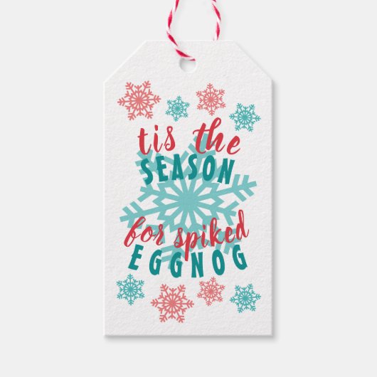おもしろい12月ウィンターシーズンエグノグ引用文ワードアート ギフトタグ (正面)