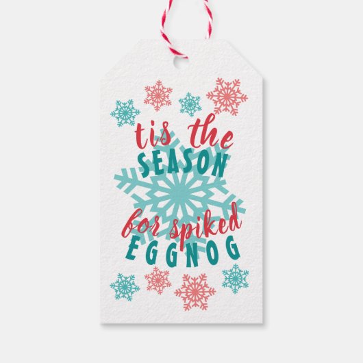 おもしろい12月ウィンターシーズンエグノグ引用文ワードアート ギフトタグ (裏面)