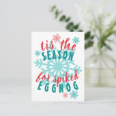 おもしろい12月ウィンターシーズンエグノグ引用文ワードアート ポストカード (スタンド正面)