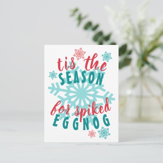 おもしろい12月ウィンターシーズンエグノグ引用文ワードアート ポストカード (スタンド正面)