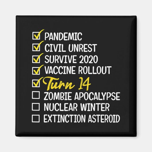 おもしろい14誕生日ギフト14歳の検疫202 マグネット (正面)