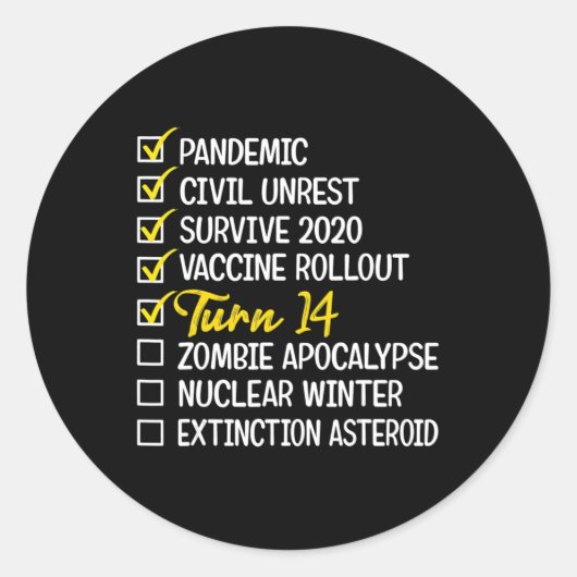 おもしろい14誕生日ギフト14歳の検疫202 ラウンドシール (正面)