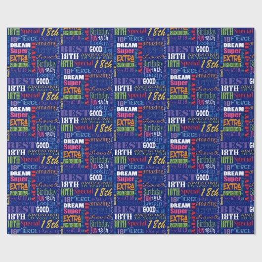 おもしろい18thバースデーパーティーモノグラパーソナライズされたム ラッピングペーパー (フラット)
