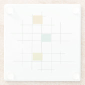 おもしろい1950年代の原子時代の線と正方形のミッドセンチュリー ガラスコースター (裏面)