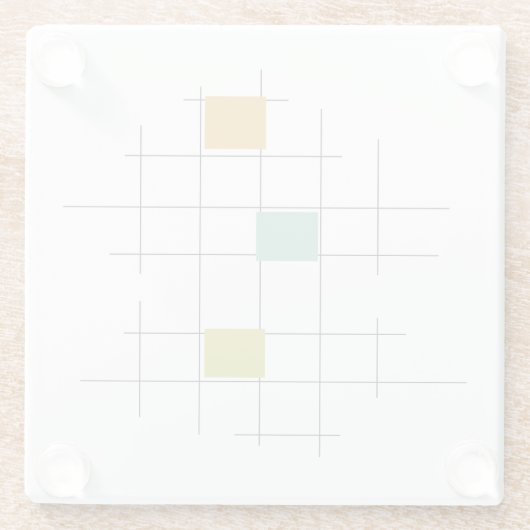 おもしろい1950年代の原子時代の線と正方形のミッドセンチュリー ガラスコースター (裏面)