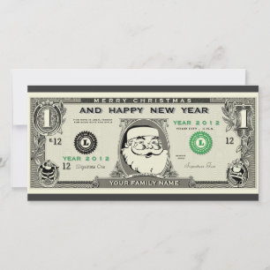 おもしろい1$サンタ、新年およびクリスマスフォトカード シーズンカード