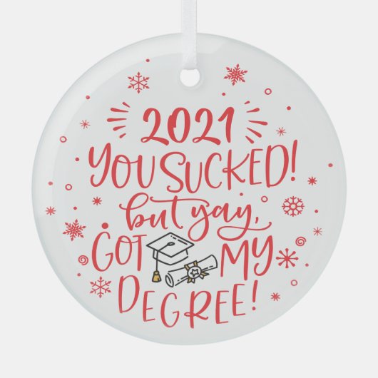 おもしろい2022吸が私の度得の形見 ガラスオーナメント (正面)