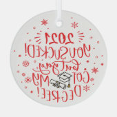 おもしろい2022吸が私の度得の形見 ガラスオーナメント (裏面)