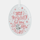 おもしろい2022吸が私の度得の形見 ガラスオーナメント (正面左)