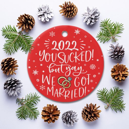 おもしろい2022吸得が写真と結婚した一緒に セラミックオーナメント