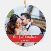 おもしろい2022吸得が写真と結婚した一緒に セラミックオーナメント (裏面)