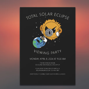 おもしろい2024年4月8日太陽のTotal Eclipse Viewingパーティー 招待状