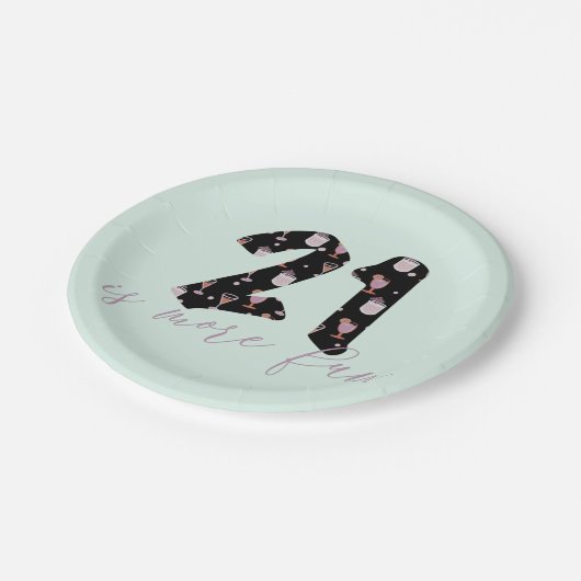 おもしろい21歳かわいいカクテルパターン ペーパープレート (アングル)