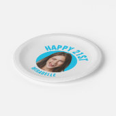 おもしろい21歳の誕生日カスタム文字写真ティール(緑がかった色) ペーパープレート (アングル)