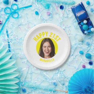 おもしろい21歳の誕生日カスタム文字写真トレンディー ペーパープレート