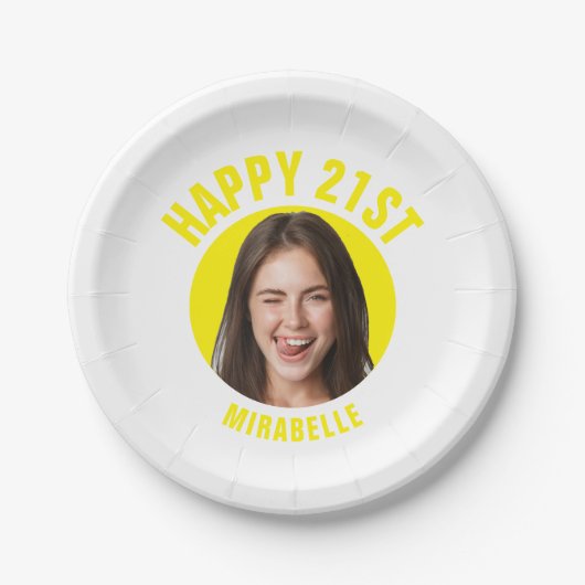 おもしろい21歳の誕生日カスタム文字写真トレンディー ペーパープレート (正面)