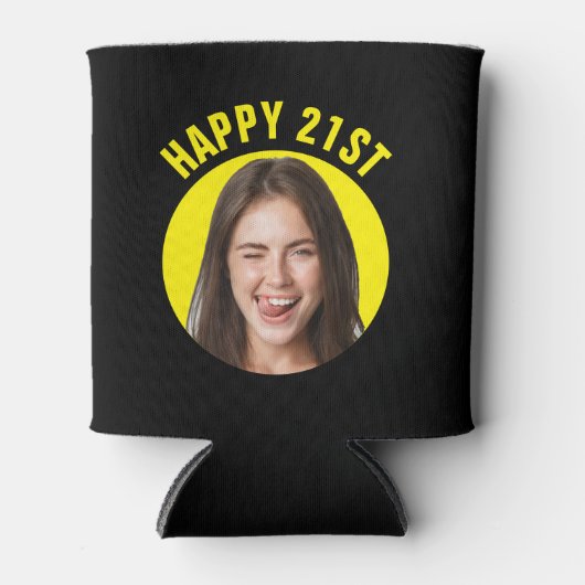 おもしろい21歳の誕生日カスタム文字写真 缶クーラー (正面)